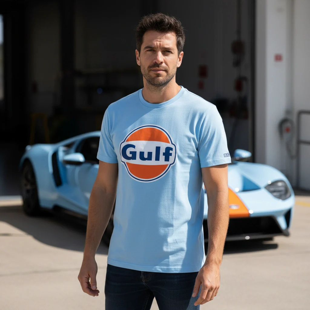 T-shirt Gulf Grand Logo Bleu Ciel - Image 2